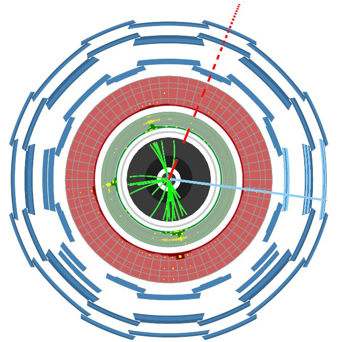 Cross section showing particle paths.